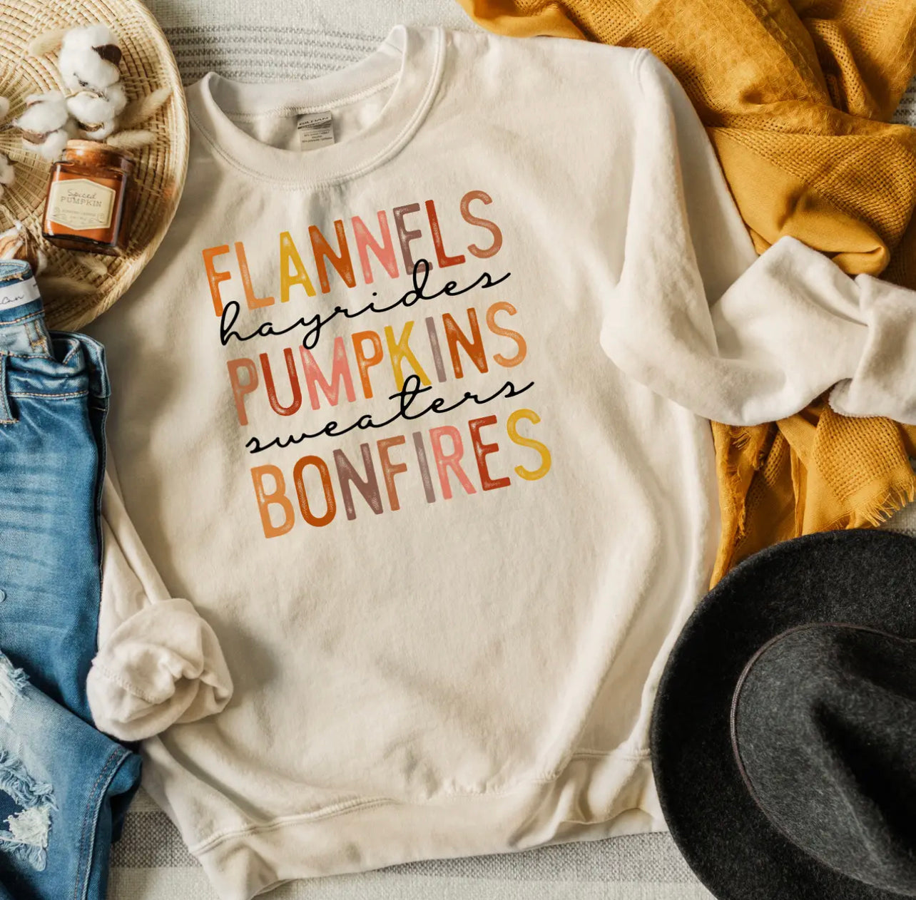 Flannels Pumpkins Hayrides Sweatshirt