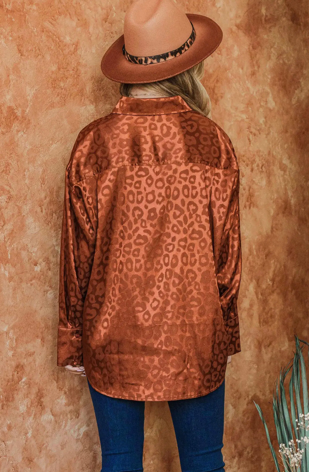 Satin Leopard Print Loose Fit Casual Shirts