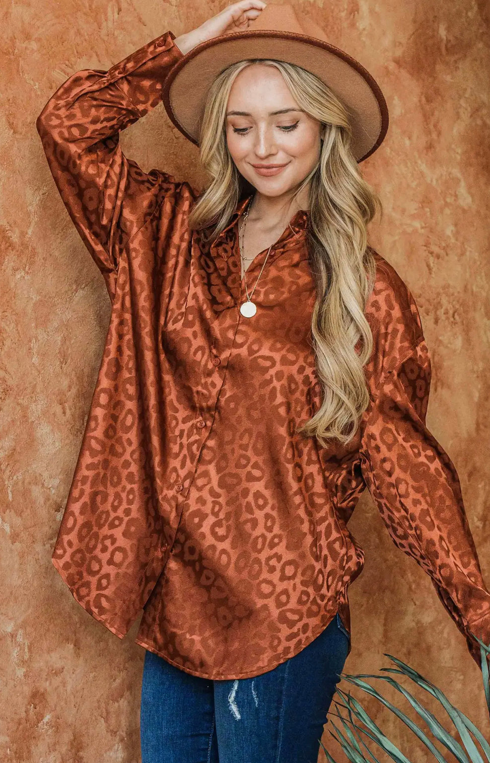 Satin Leopard Print Loose Fit Casual Shirts