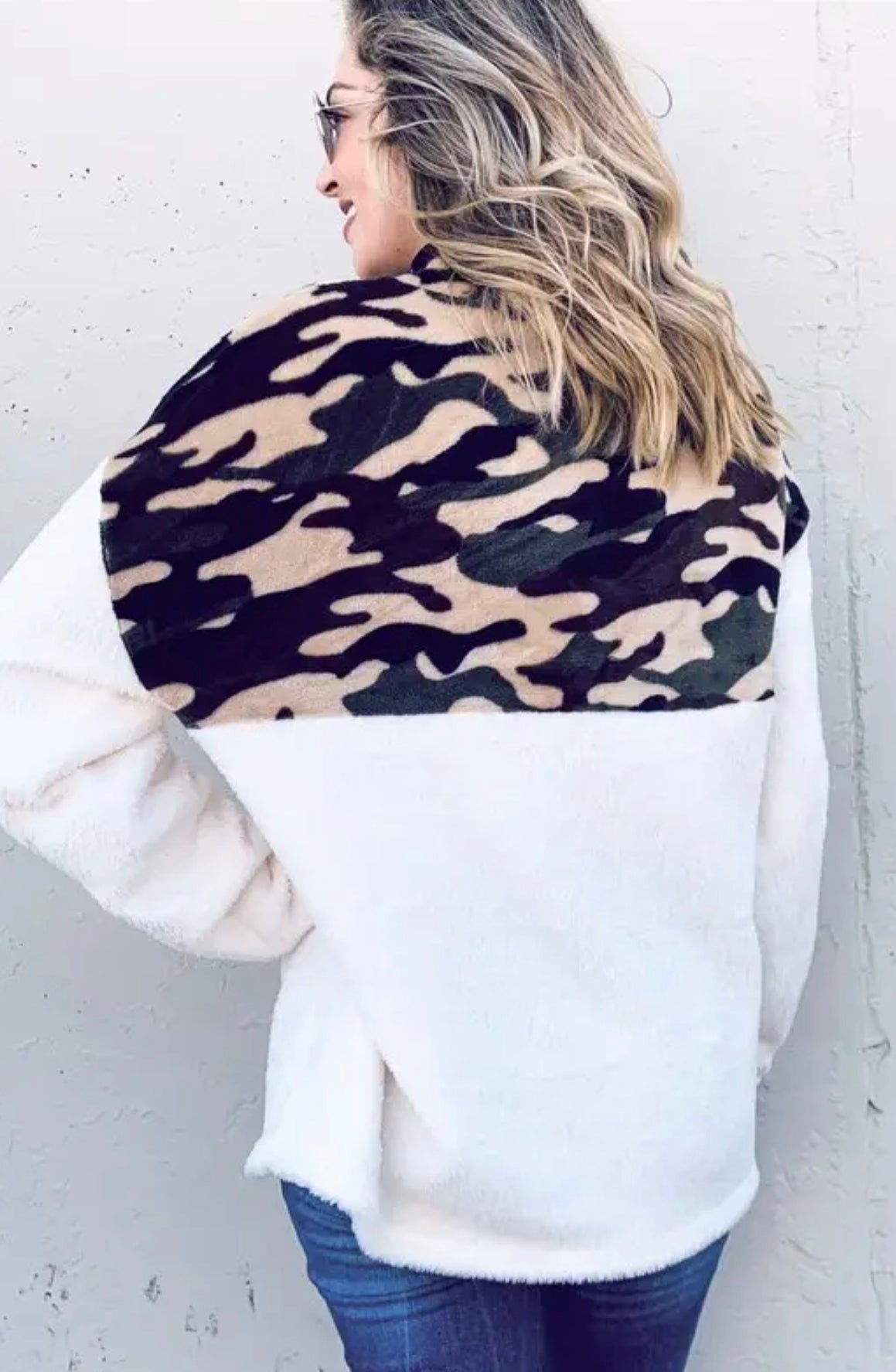 Sherpa Half-Zip Camo Fleece Top