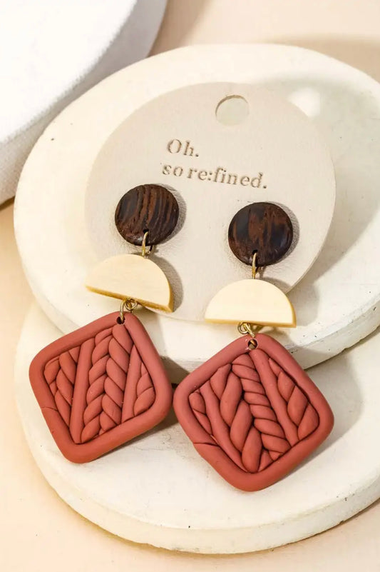 Square Braid Clay Drop Earring