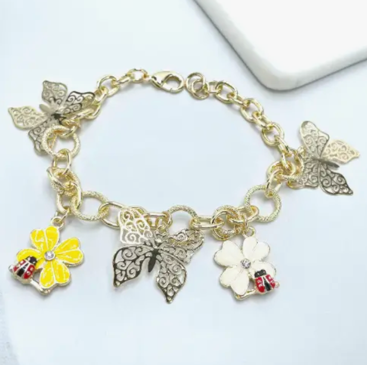 18K Gold Filled Butterfly Charm Bracelet