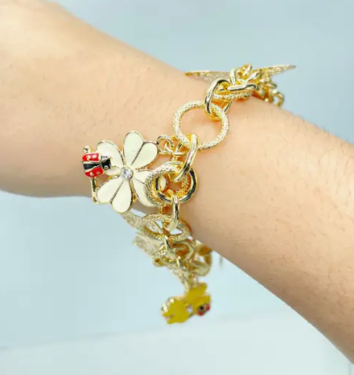 18K Gold Filled Butterfly Charm Bracelet