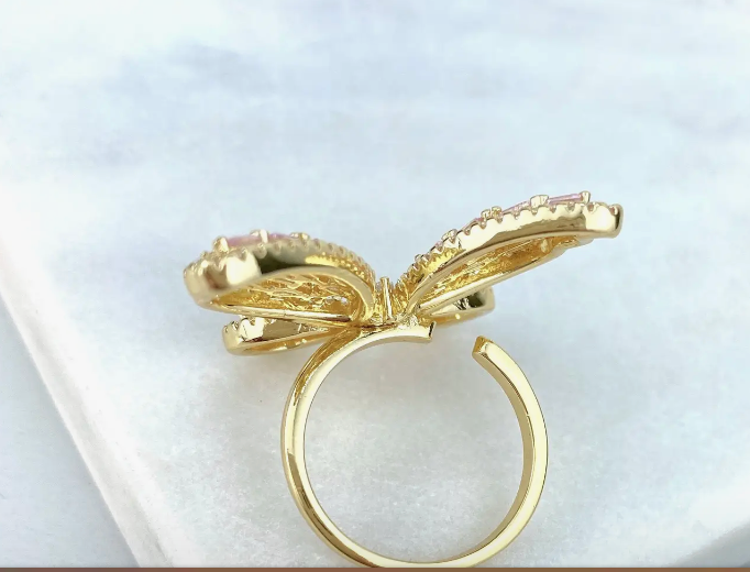 18K Gold Filled CZ Butterfly Ring