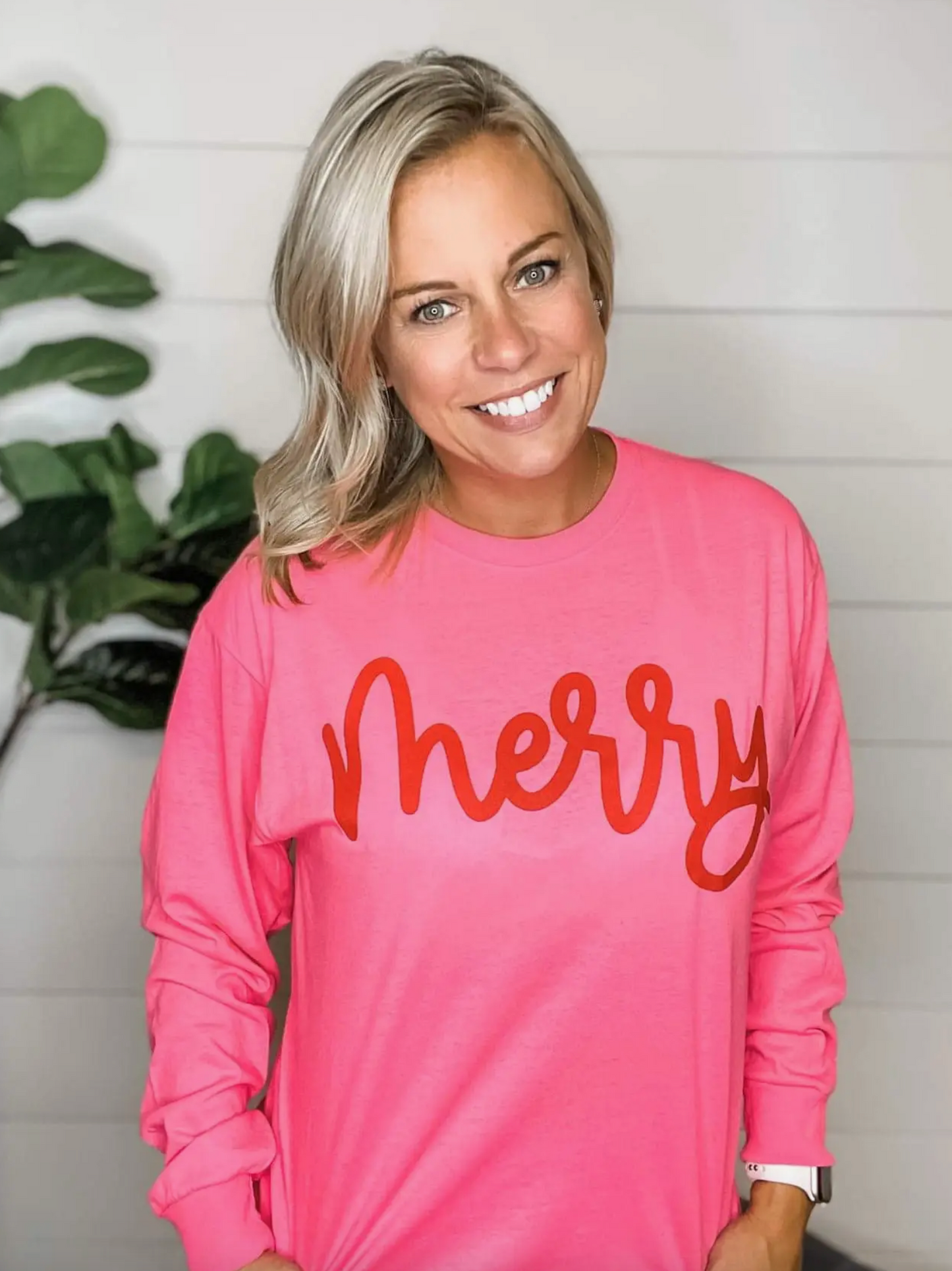 Merry Neon Long Sleeve Holiday Graphic Tee